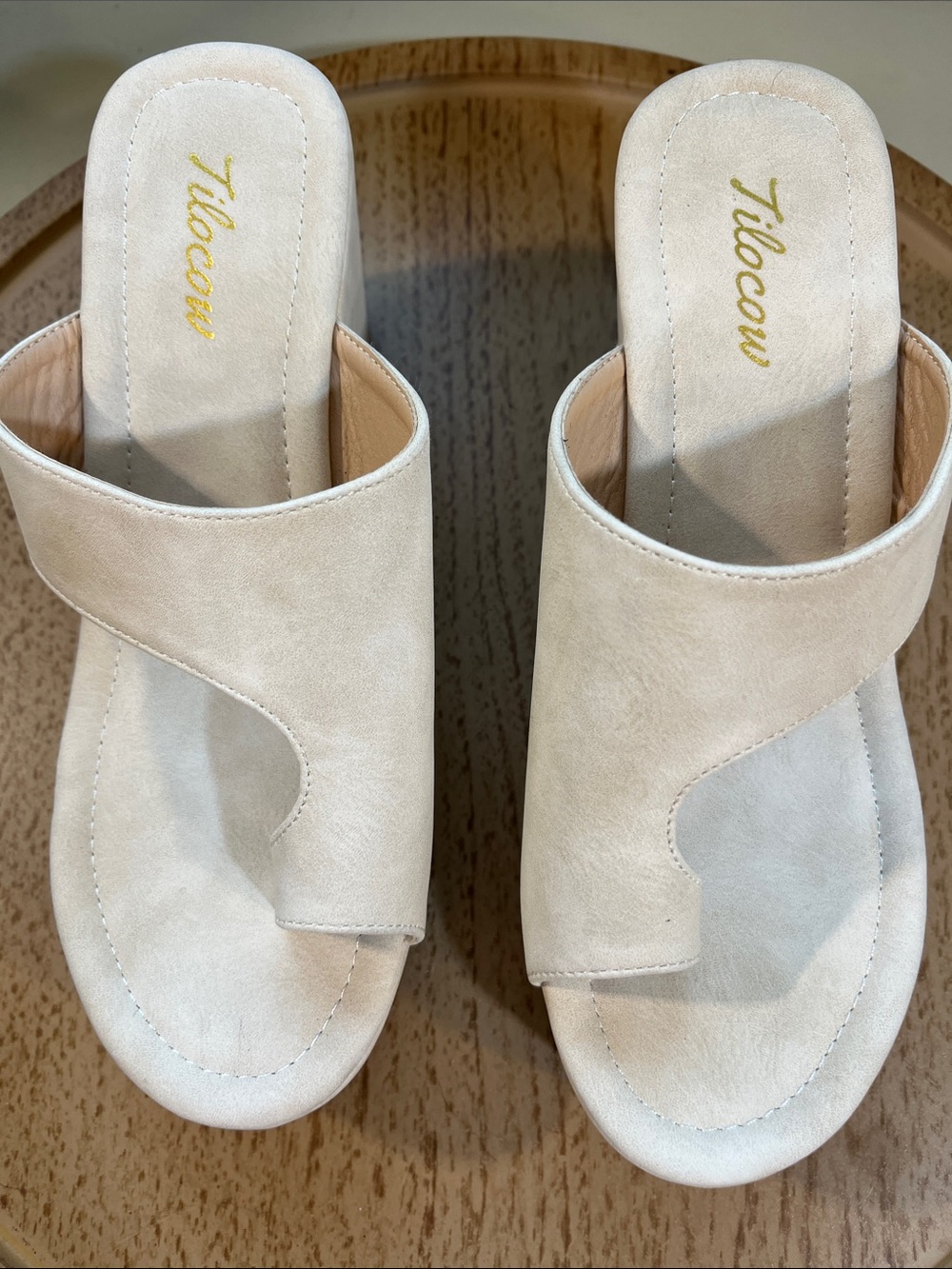 Cream Suede Slide Mules